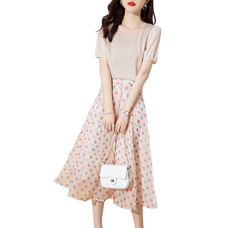 2026 Summer New Fashion Elegant Polka Dot Top and Skirt Two-Piece Set for Women - Image 5