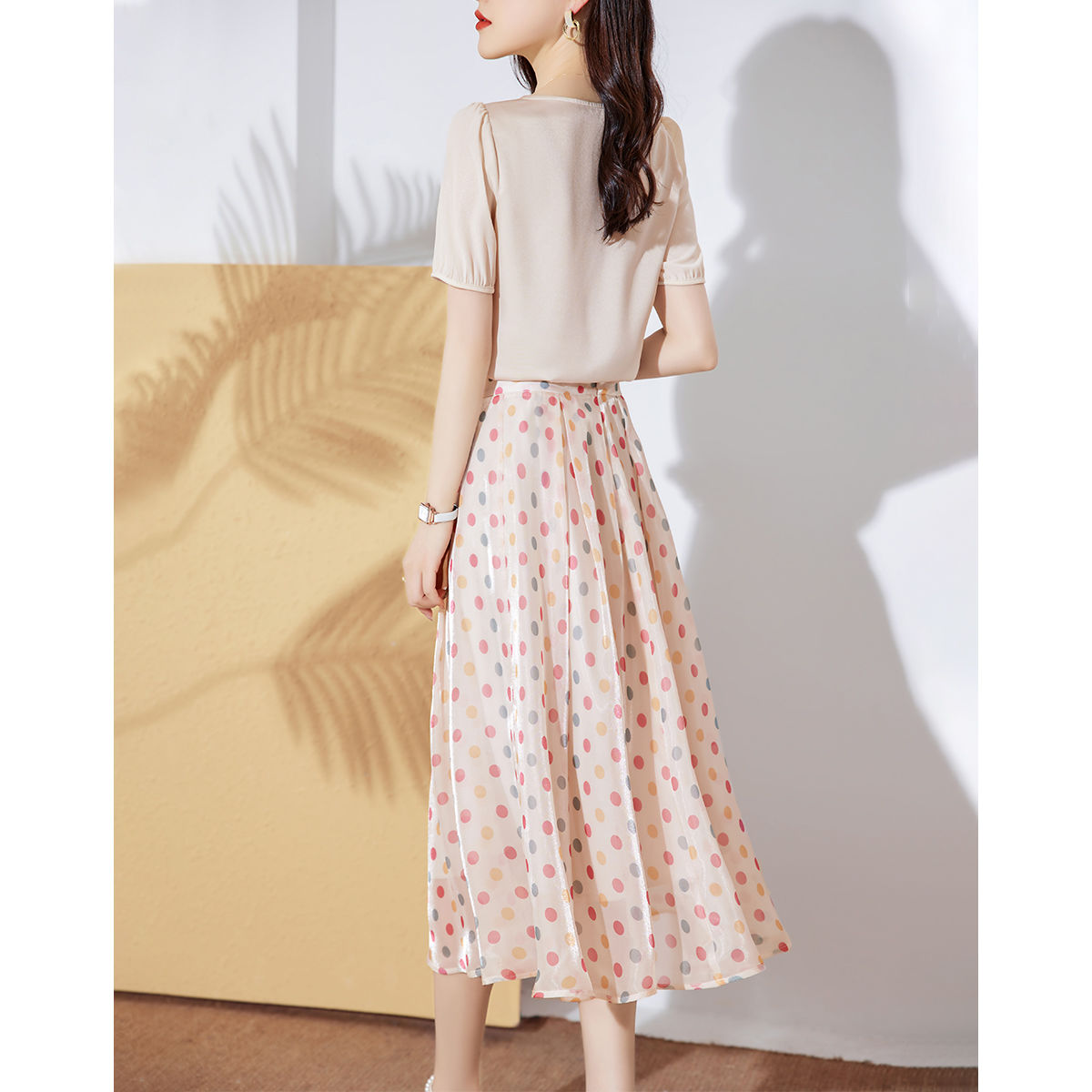 2026 Summer New Fashion Elegant Polka Dot Top and Skirt Two-Piece Set for Women - Image 4
