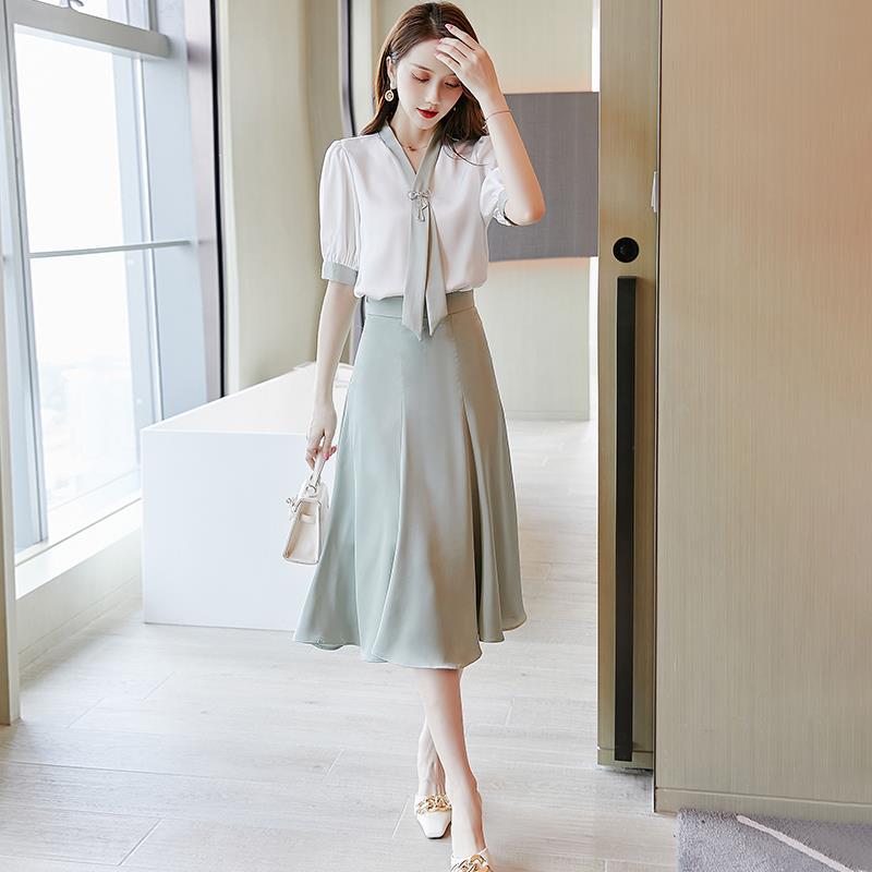 2026 Summer New Chic Casual Fashion Two-Piece Skirt Set Chiffon Top Women - Image 2
