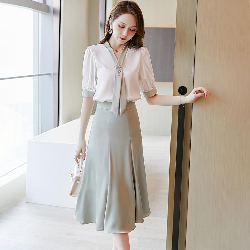 2026 Summer New Chic Casual Fashion Two-Piece Skirt Set Chiffon Top Women - Image 3