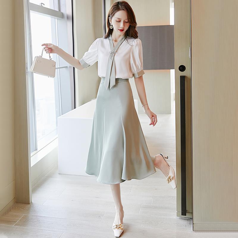 2026 Summer New Chic Casual Fashion Two-Piece Skirt Set Chiffon Top Women - Image 4