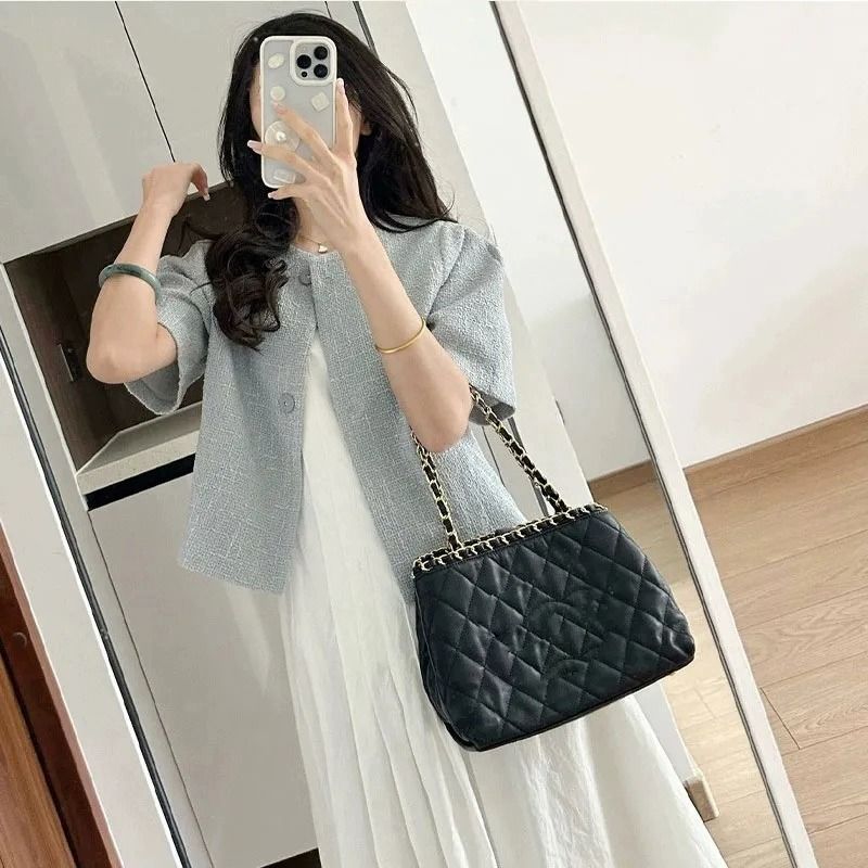 Women's Blue Blazer and White Skirt Two-Piece Set Summer Outfit - Image 3