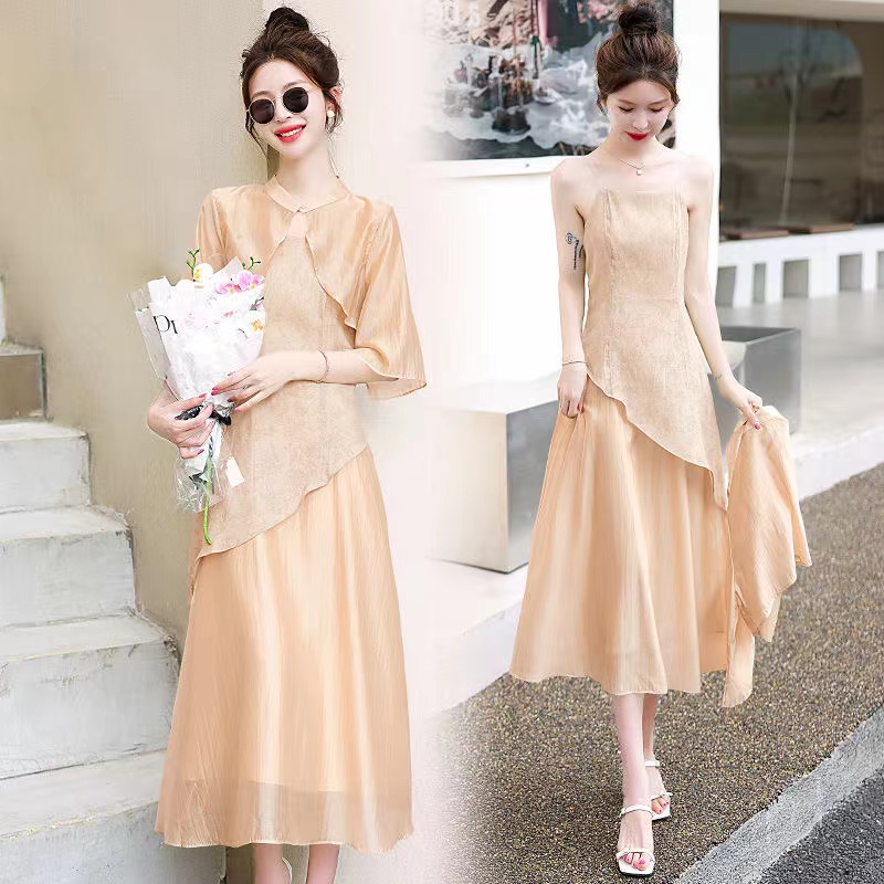 Chinese Style Two-Piece Dress Set Women 2026 Summer Retro Zen Qipao Outfit - Image 4