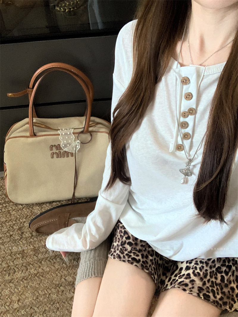 Women's Two-Piece Set with White Top and Leopard Print Skirt - Image 3