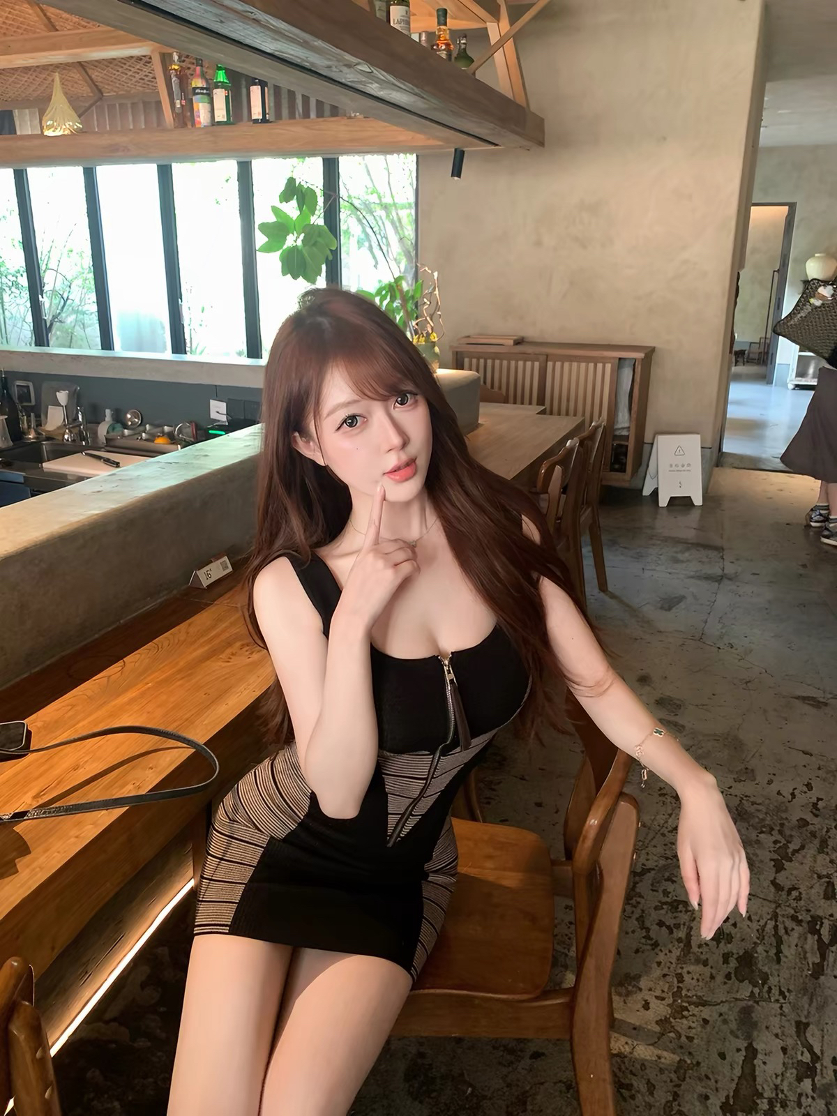 M900 Sweet Princess Zip Knit Cami Dress Women Summer Waist-Slimming Color-Block Stretch Bodycon Short Dress - Image 4