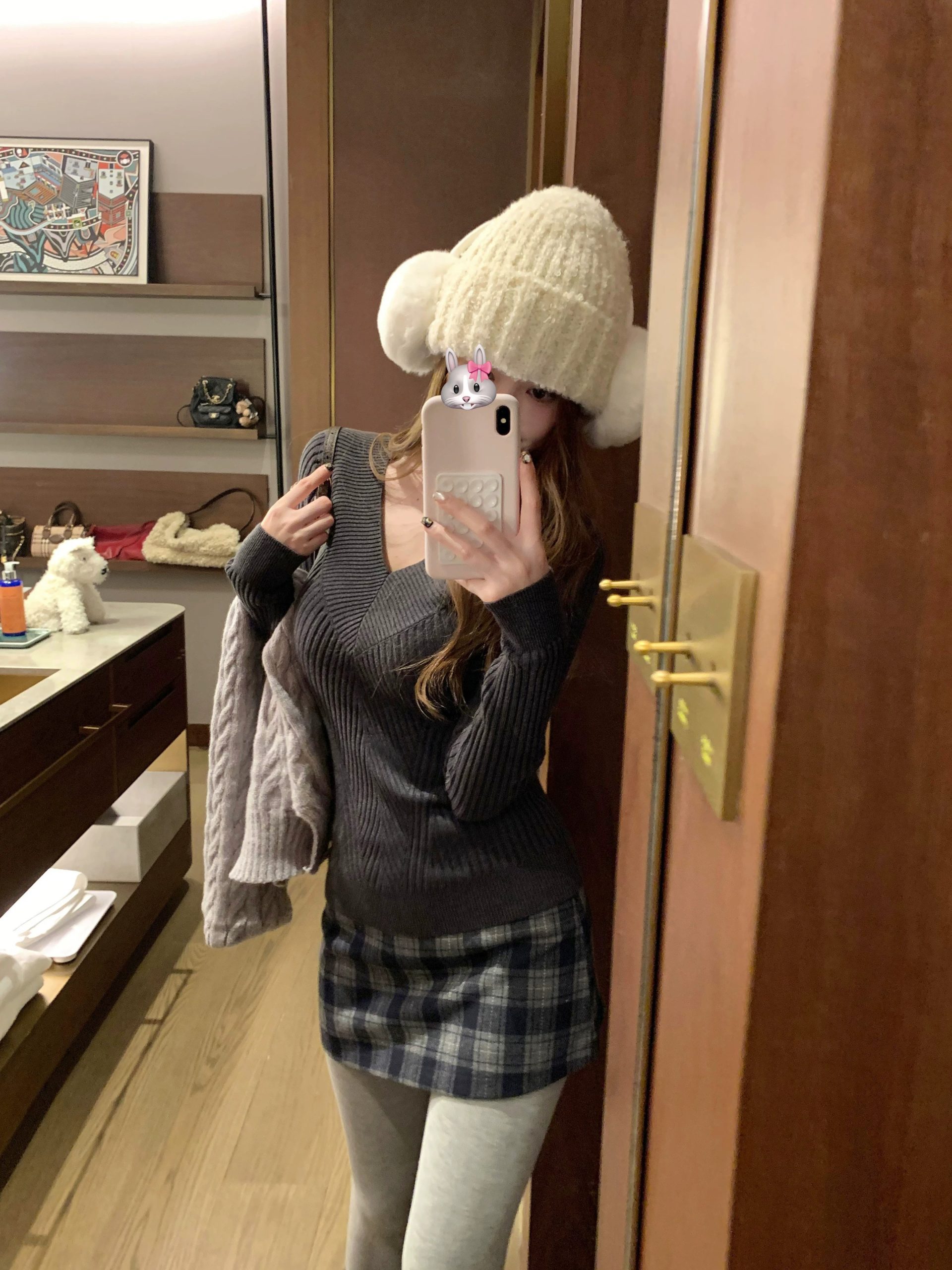 V-Neck Wide Trim Slim Fit Long Sleeve Knit Sweater Off-Shoulder Slimming Pullover - Image 3